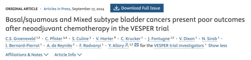 Enrique Grande: Poor Outcomes for Basal/Squamous and Mixed Bladder Cancers in the VESPER Trial